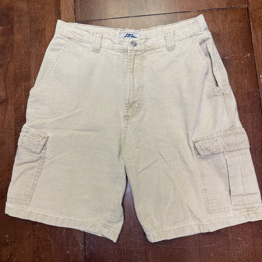 VTG No Fear Cargo Shorts Mens 30 Beige Canvas Vintage Y2K Skater Utility Cotton